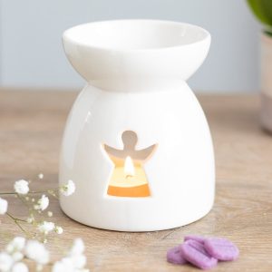 Angel Cut Out Ceramic White Oil Burner/ Wax Warmer