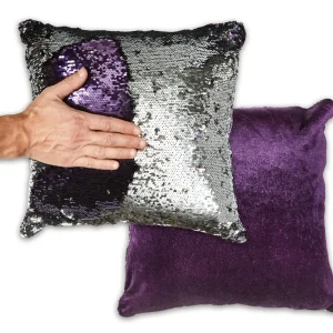 Aubergine & Silver Two-Tone Sequin Cushion Covers