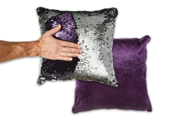 Aubergine & Silver Two-Tone Sequin Cushion Covers