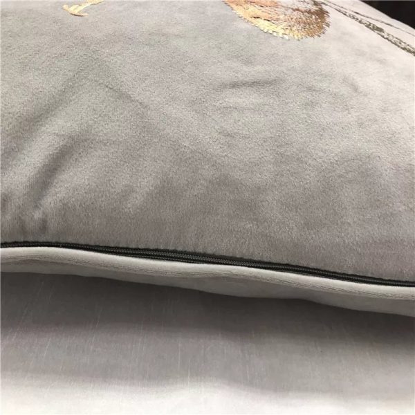 Velvet Bee Cushion Cover in Dove Grey