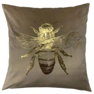 Bee Cushion Cover in Mink Velvet