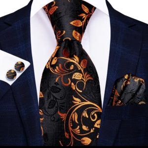 Black and Orange Tie Set