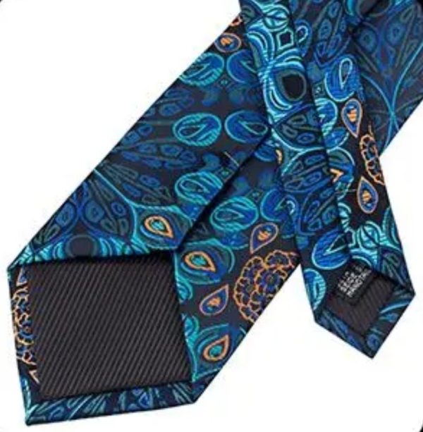 Blue Peacock Tie Set