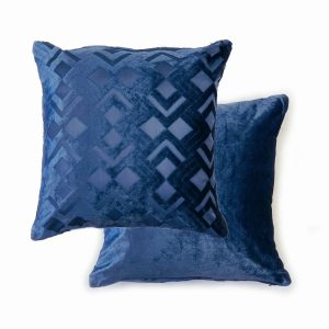 Dorchester Crushed Velvet Geometric Blue Cushion Covers