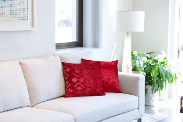 Dorchester Crushed Velvet Red Cushion Covers