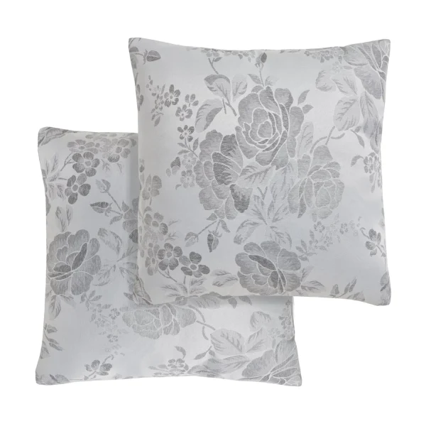 Grace Floral Jacquard Silver Cushion Covers