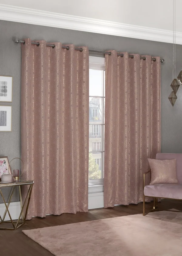 Hartford Art Deco Blush Pink Curtains