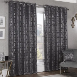 Hartford Art Deco Charcoal Grey Curtains