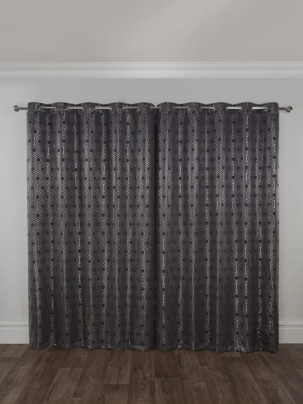 Hartford Art Deco Charcoal Grey Curtains