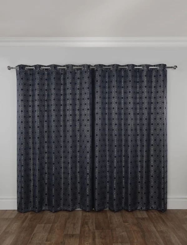 Hartford Art Deco Navy Blue Curtains