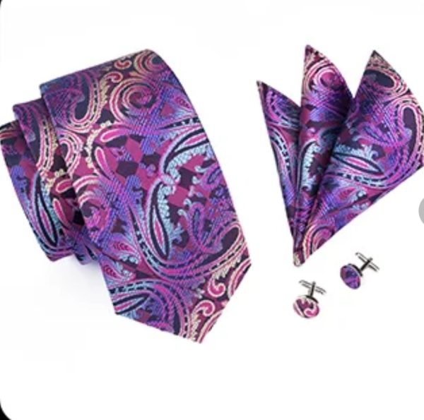 Paisley Purple Tie Set