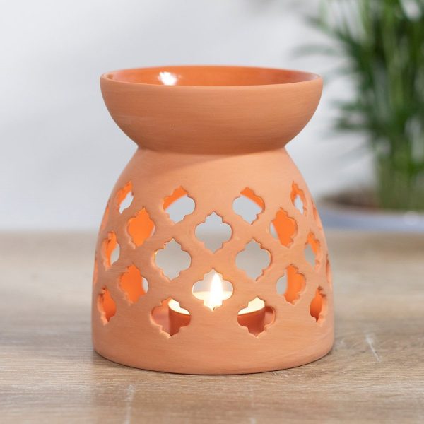 Quatrefoil Cut Out Terracotta Oil Burner /Wax Warmer