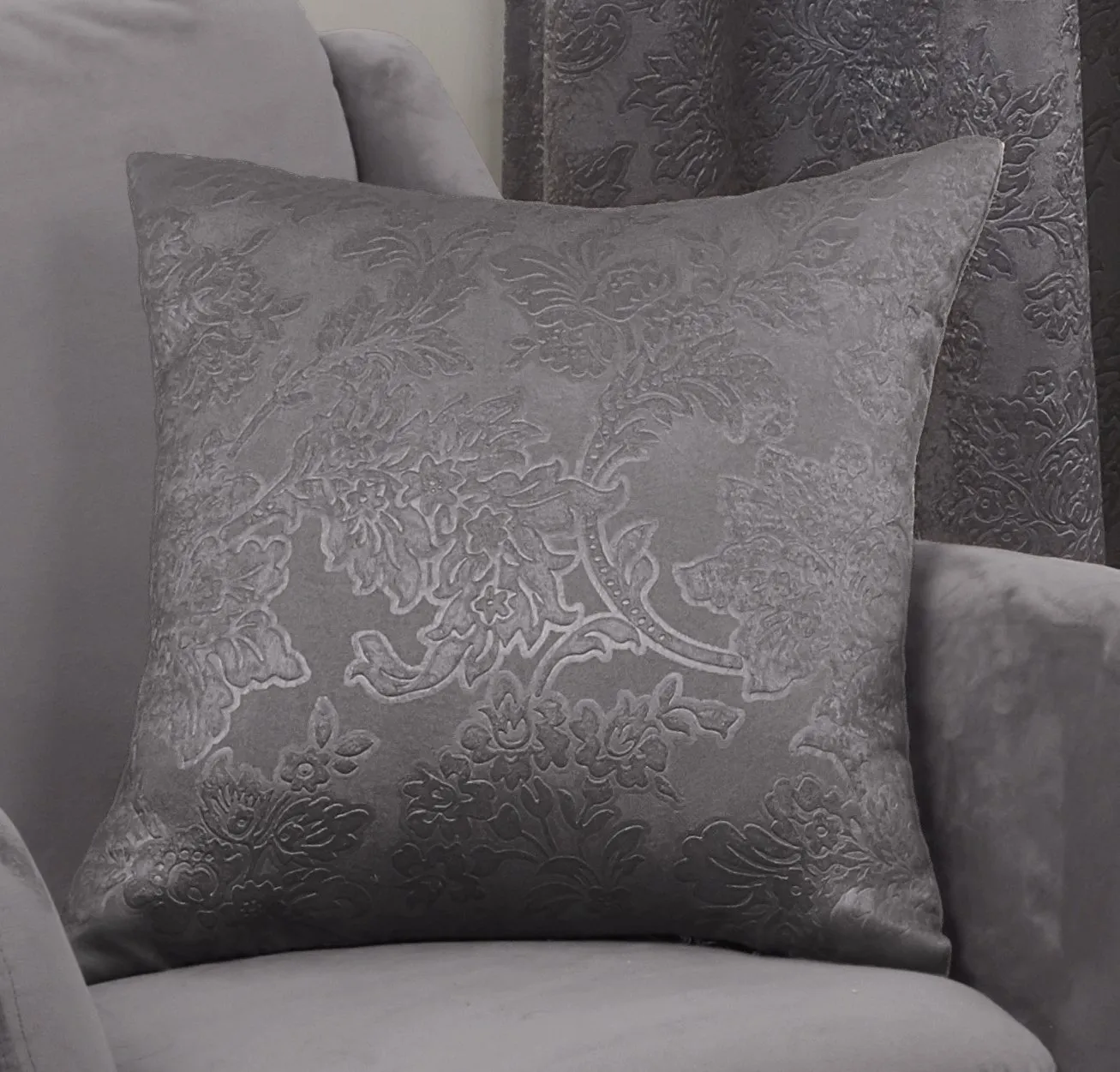 Regency Damask Silver Grey Cushion Covers