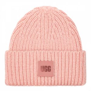 UGG Pink Beanie Hat -Chunky Rib