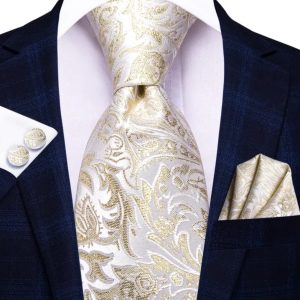 Baroque Ivory Tie, Handkerchief and Cufflink Set