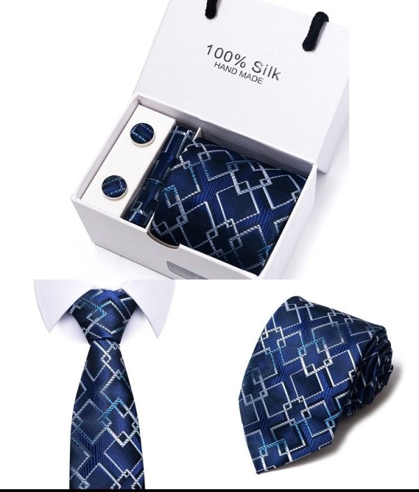 Diamond Blue Silk Tie, Handkerchief and Cufflink Gift Set