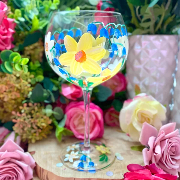 Daffodils Gin Glass - Hand painted