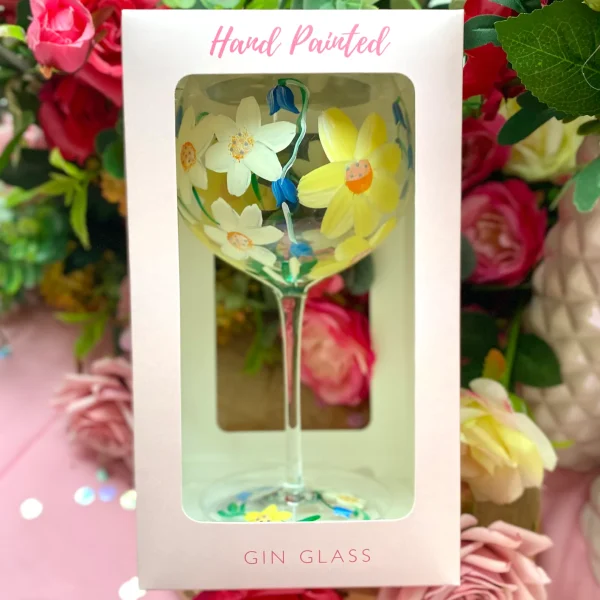 Daffodils Gin Glass - Hand painted