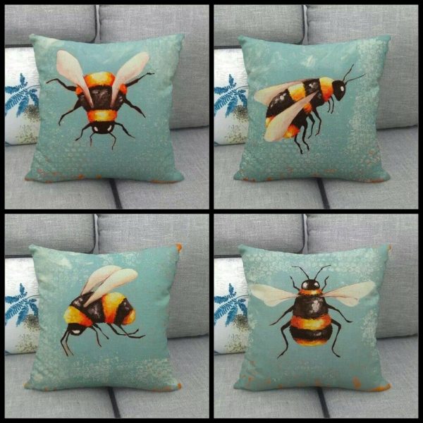 Bumble Bee Duck Egg Blue Cushion Covers