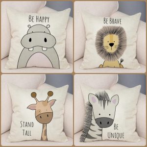 "Be..." Children's African Wildlife Cartoon Cushion Covers