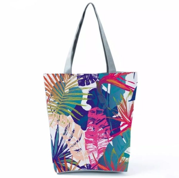 Tropical Palm Leaves Canvas Beach Tote Bag