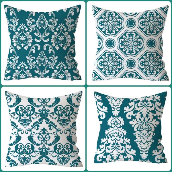 Green Damask Cushion Covers