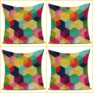 Hexagon Geometric Multicoloured Cushion Covers