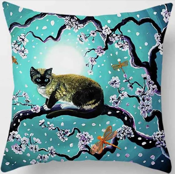 Midnight Cats Blue & Green Cushion Covers