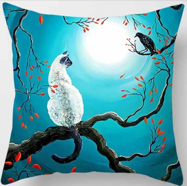 Midnight Cats Blue & Green Cushion Covers