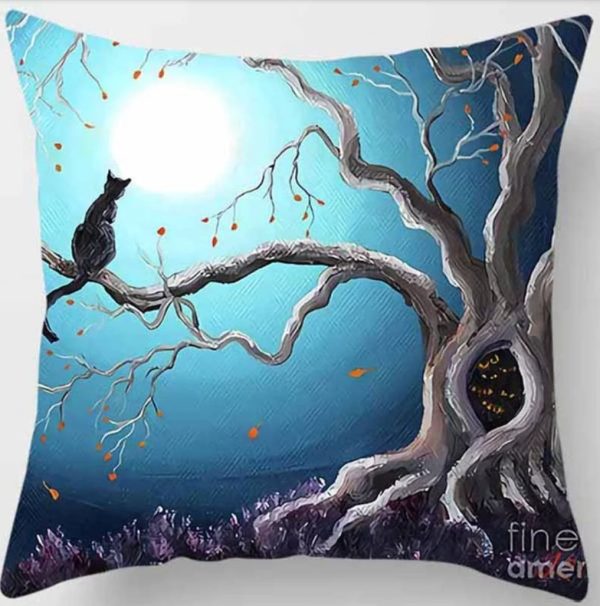 Midnight Cats Blue & Green Cushion Covers