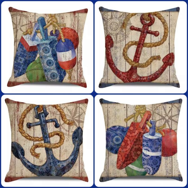 Nautical Anchor & Bouy Colourful Cushion Covers