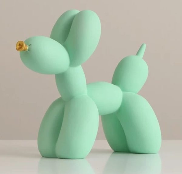 Mint Green Balloon Dog Sculpture with Gold Nose