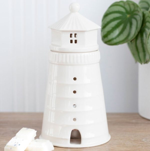 Lighthouse Ornament White Ceramic Oil Burner