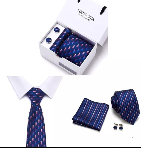 Blue & Purple Tie, Handkerchief and Cufflink Silk Gift Set