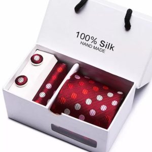 Red Silk Tie, Handkerchief and Cufflink Gift Set