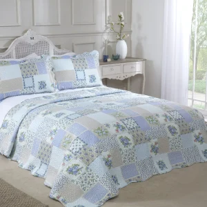 Blue Patchwork Bedspread Bedding Set