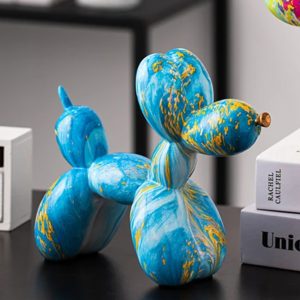 Blue and Gold Balloon Dog Sculpture