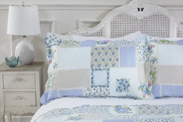 Blue Patchwork Bedspread Bedding Set