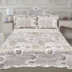 Taupe Patchwork Bedspread Bedding Set