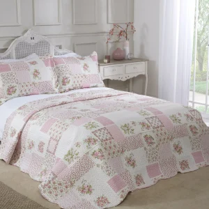 Pink Patchwork Bedspread Bedding Set